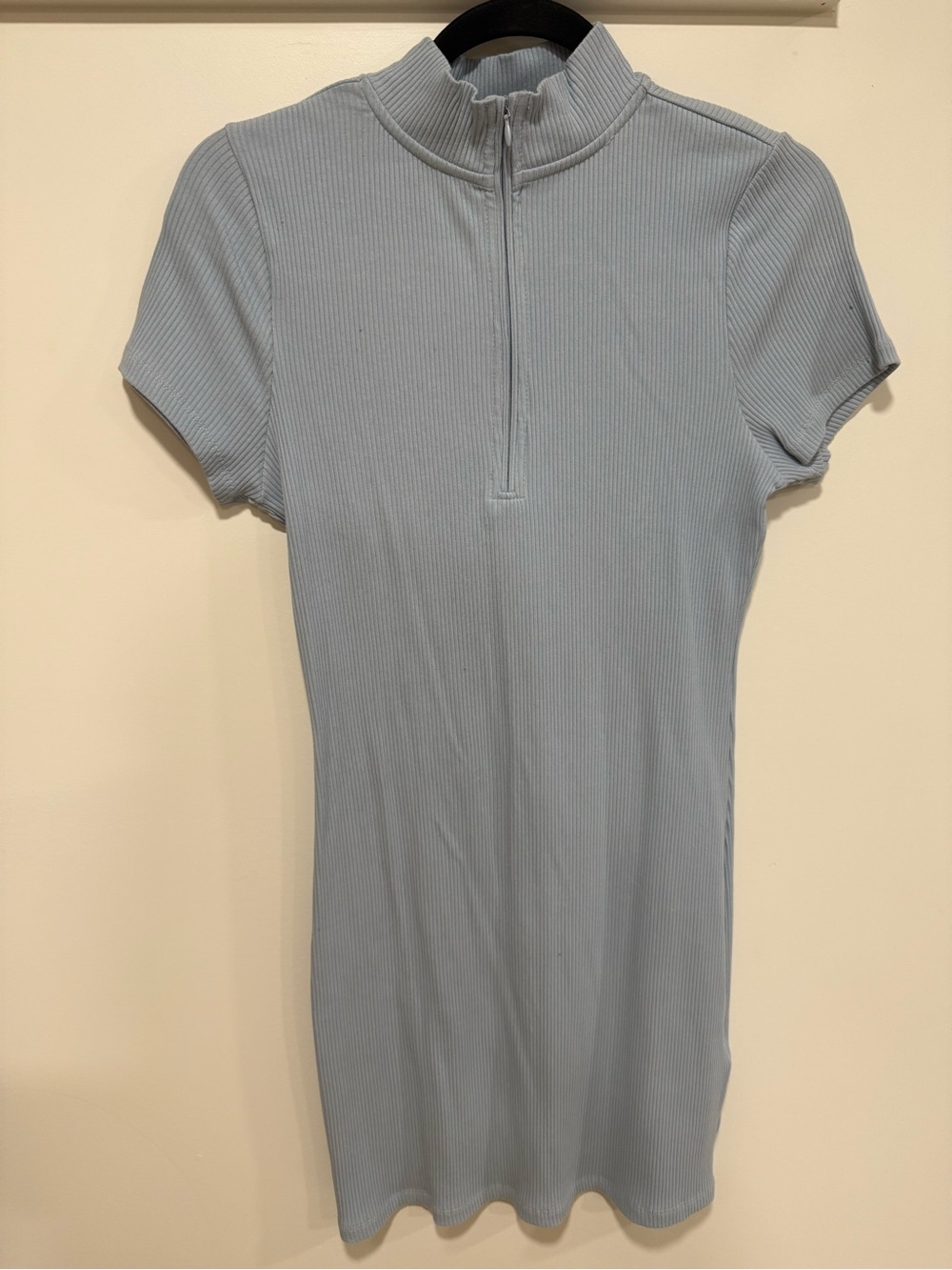 Cotton On Light Blue Ribbed Half-Zip Short Sleeve Tee
